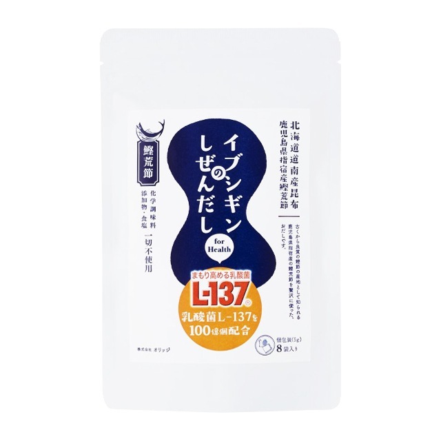 イブシギンのしぜんだし　乳酸菌L-137配合　粉末40g（8g×5P）　　オリッジ 食塩不使用 減塩 健康 自然だし 粉末だし 鰹節 昆布