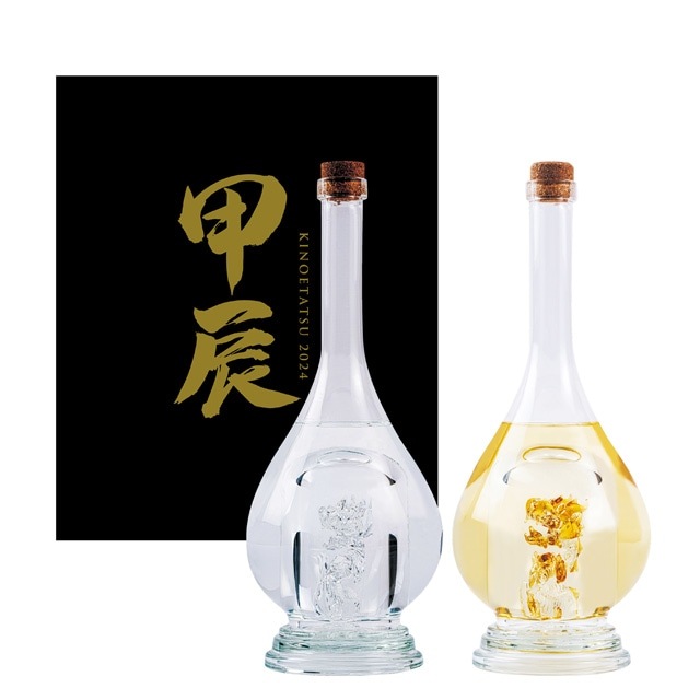 【送料無料】予約品 11月上旬より出荷予定！八鹿酒造 2024年 干支ボトル 辰(たつ) 熟成麦焼酎・純米大吟醸セット  500ml各1本 化粧箱入 竜