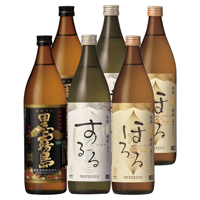 【送料無料】黒霧島(芋)・ほろる(麦)・するる(米) 25度 900ml×各2本  霧島酒造