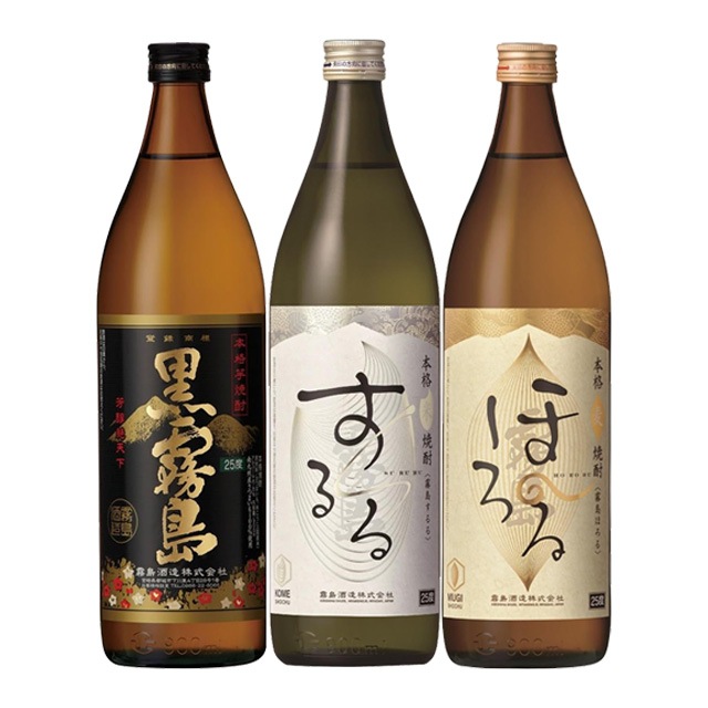 【送料無料】黒霧島(芋)・ほろる(麦)・するる(米) 25度 900ml×各1本  霧島酒造