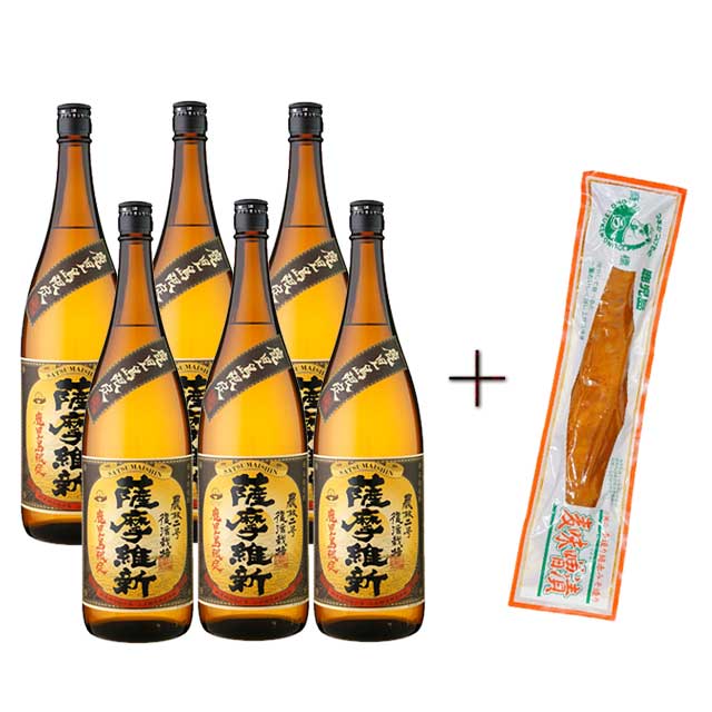 【送料無料】鹿児島限定 薩摩維新 25度 1800ml×6本+麦みそ一本漬け 200g付 芋焼酎 小正醸造