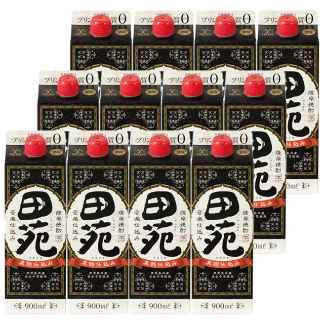 【送料無料】田苑 黒 パック 25度 900ml×12本 芋焼酎 田苑酒造 黒麹