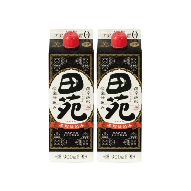 【送料無料】田苑 黒 パック 25度 900ml×2本 芋焼酎 田苑酒造 黒麹