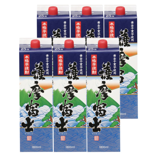 【送料無料】薩摩富士 パック 25度 1800ml×6本セット 芋焼酎 濱田酒造 ケース買い