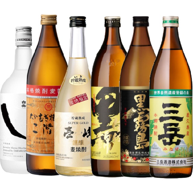 【送料無料】九州の飲食店で人気焼酎セット(黒霧島・三岳・黒伊佐錦・二階堂・壱岐スーパーゴールド・白岳しろ)各1本 計6本セット