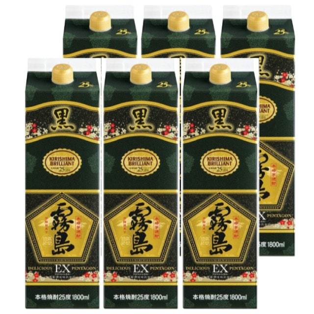 【送料無料】黒霧島EX パック 25度 1800ml×6本  芋焼酎 霧島酒造