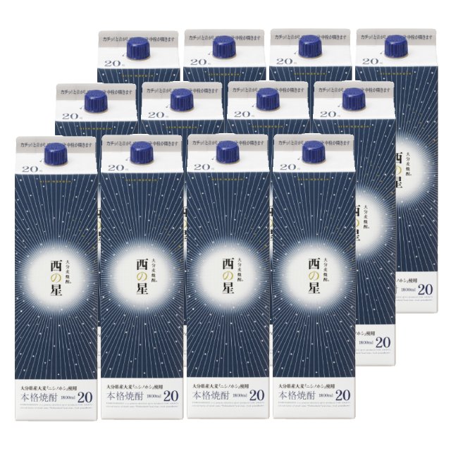 【送料無料】西の星 パック 20度 1800ml×12本 麦焼酎 三和酒類 大分県