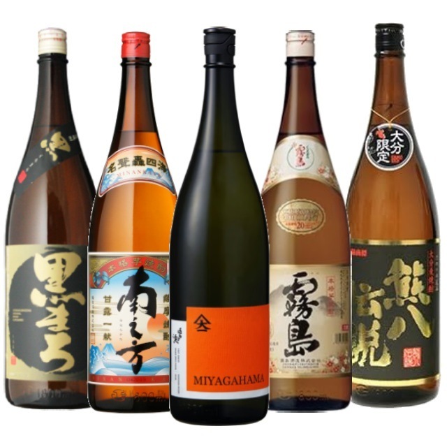 【送料無料】鹿児島限定・宮崎限定・大分限定セット！宮ヶ浜aroma・南之方・黒まろ・霧島・熊八伝説(麦) 25度 1800ml×各1本 計5本
