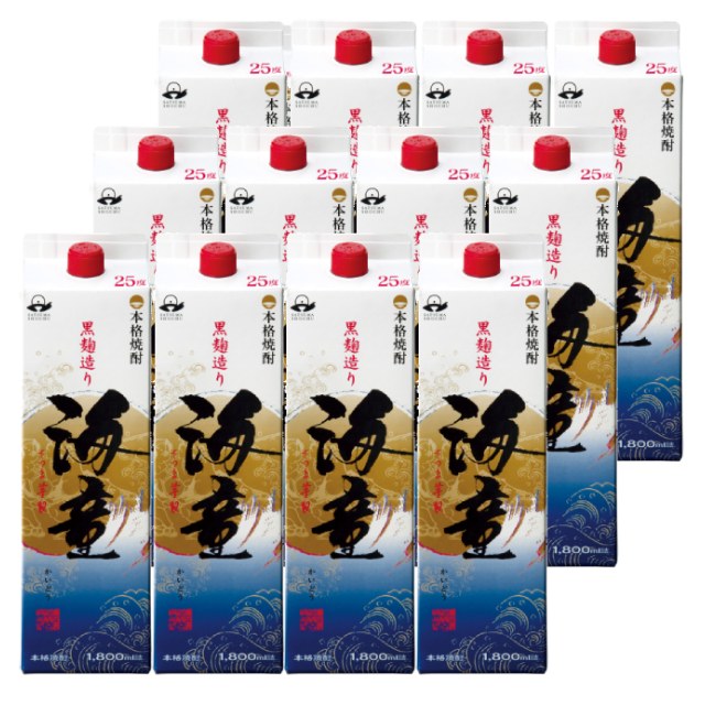 【送料無料】海童(かいどう) 黒麹 パック 25度 1800ml×12本 芋焼酎 濱田酒造 鹿児島