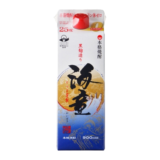 海童(かいどう) 黒麹 スリムパック 25度 900ml 芋焼酎 濱田酒造 鹿児島