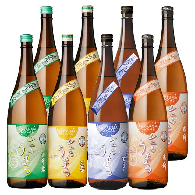 【送料無料】鹿児島限定 シュわうまっ三岳・七夕・蔵の神・白金の露 25度 1800ml×各2本 計8本 芋焼酎