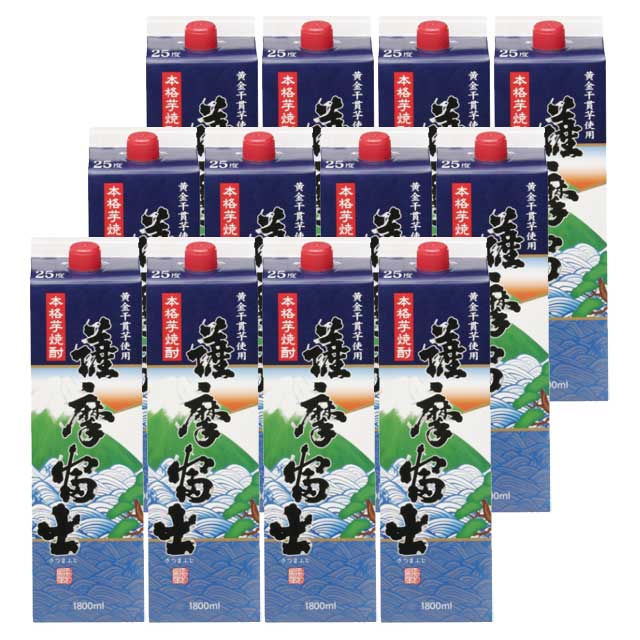 【送料無料】薩摩富士 パック 25度 1800ml×12本セット 芋焼酎 濱田酒造