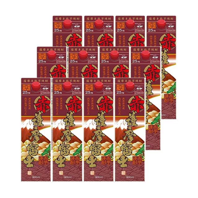 【送料無料】赤薩摩富士 25度 1800ml×12本 パック 芋焼酎 濱田酒造