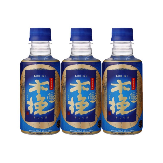 【送料無料】木挽BLUE 25度 ペット 500ml×3本 芋焼酎 雲海酒造