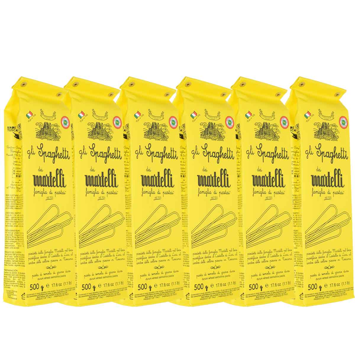 ［2.0mm］［6個セット］［送料無料］マルテッリ スパゲッティ 500ｇ ブロンズダイス製法 イタリア・トスカーナ州ラーリ