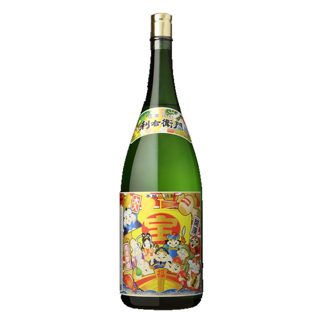 【送料無料】黒利右衛門 七福神ラベル 升升半升  25度 4500ml 芋焼酎 指宿酒造
