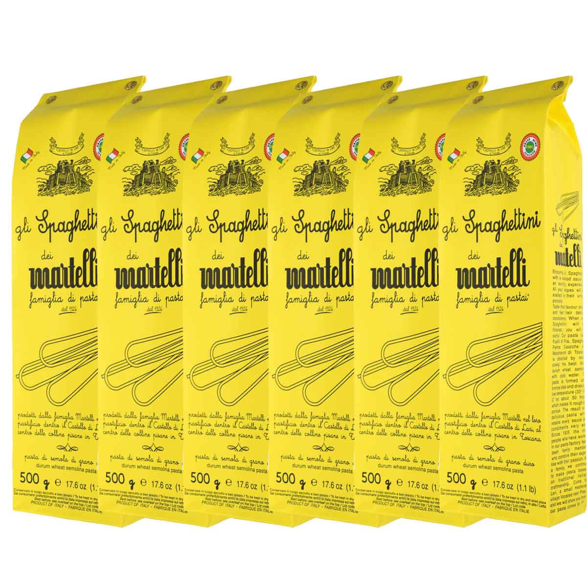 ［1.6mm］［500ｇ6個セット］ マルテッリ スパゲッティーニ ブロンズダイス製法 イタリア・トスカーナ