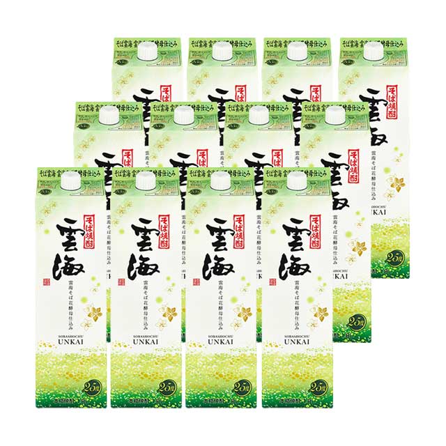 【送料無料】雲海そば 花酵母仕込み パック 25度 1800ml×12本 そば焼酎 雲海酒造