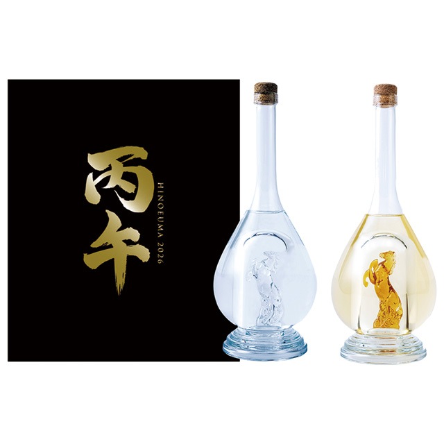 【送料無料】11月下旬より出荷予定★八鹿酒造 2026年 干支ボトル 午 (うま)  熟成麦焼酎・純米大吟醸セット 500ml各1本 化粧箱入 丙午(ひのえうま)