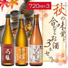 【送料込】【2025年】秋の味覚と合わせるお酒　ワンランク上の高級酒　秋の 純米酒 4合瓶 飲み比べ 3本 セット 720ml×3本（ 日本酒 ） 石鎚　香住鶴　澤乃井 季節 旬 秋 熟成 熱燗 冷酒 辛口 敬老の日