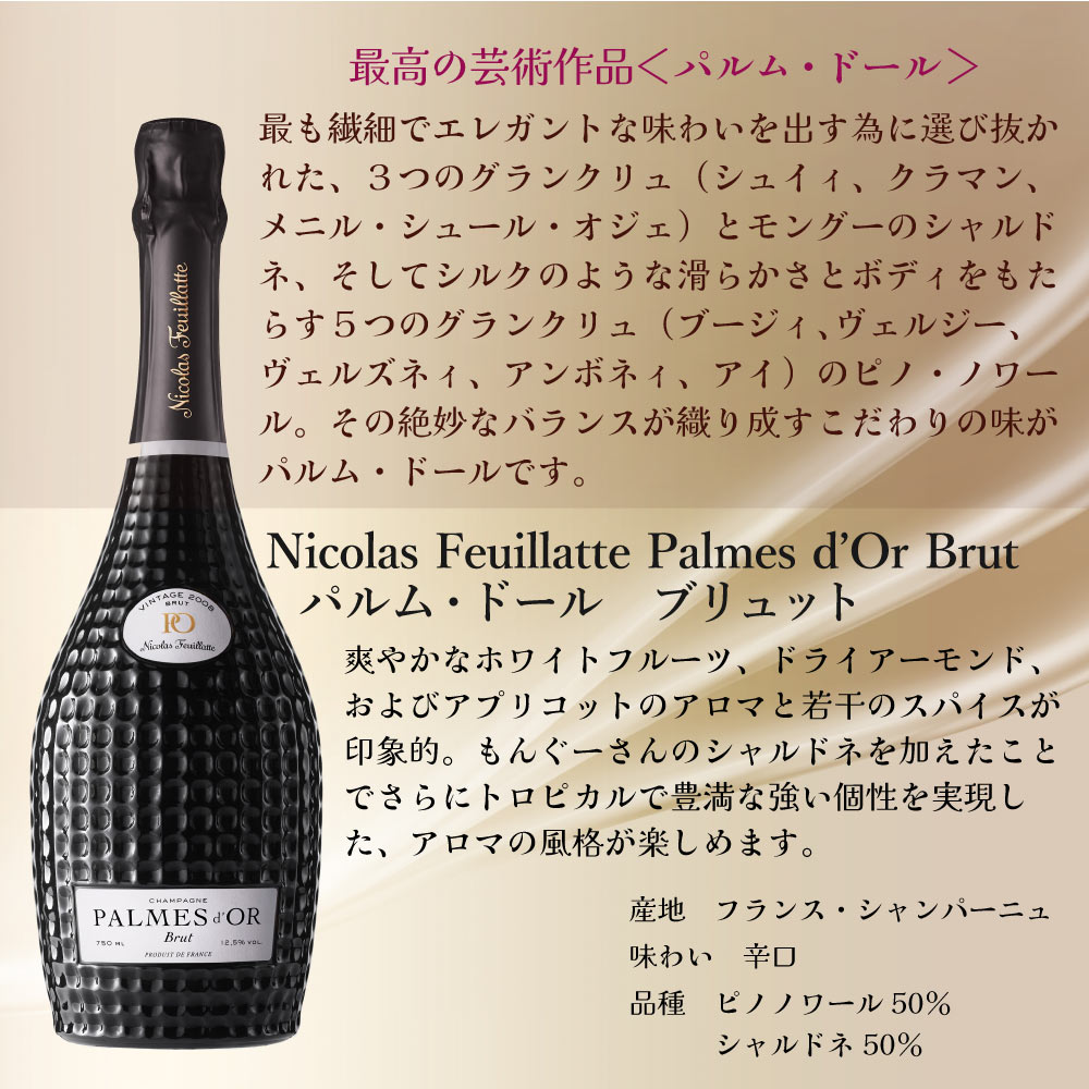 【送料込】ギフト6大特典【敬老の日ギフト・選べる熨斗・箱入】 高級シャンパーニュ パルムドール ブリュット 750ml ニコラ・フィアット シャンパン スパークリング ワイン 辛口 のし 敬老の日 お中元 お歳暮 父の日 母の日 プレゼント 贈り物