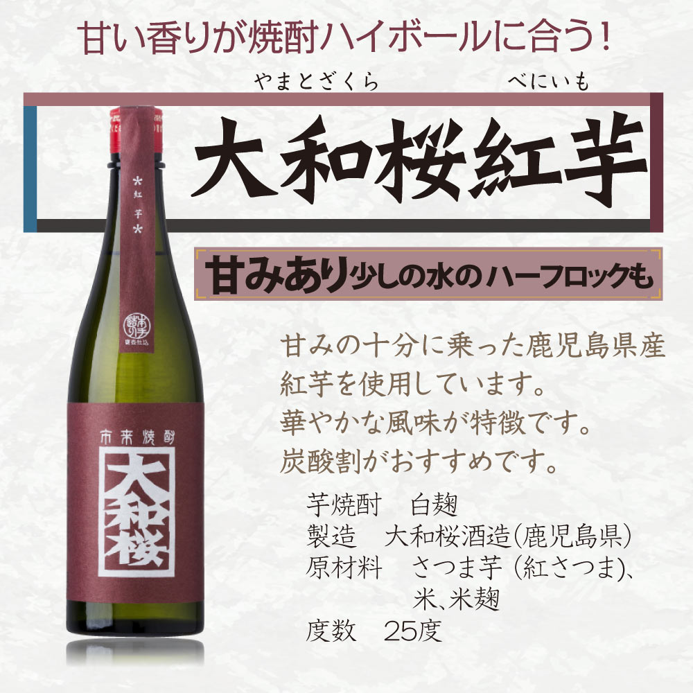 【送料込】焼酎 ギフト　大和桜 酒造　芋焼酎 飲みくらべ 3本ギフトセット 　720ml×3本　大和桜紅芋 ヤマトザクラヒカリ やまとざくら ヤマトザクラ のし ギフト 母の日 父の日 敬老の日 お中元 お歳暮 贈り物 プレゼント 手土産