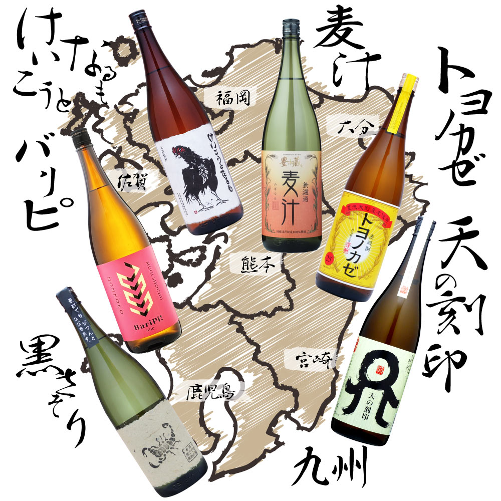 【送料込・九州各地の麦焼酎大集合】個性豊かな麦焼酎 6本 飲み比べセット　1800ml×6本　けいこうとなるも トヨノカゼ Baripi 麦汁 天の刻印 麦 麦焼酎 焼酎 バリピ