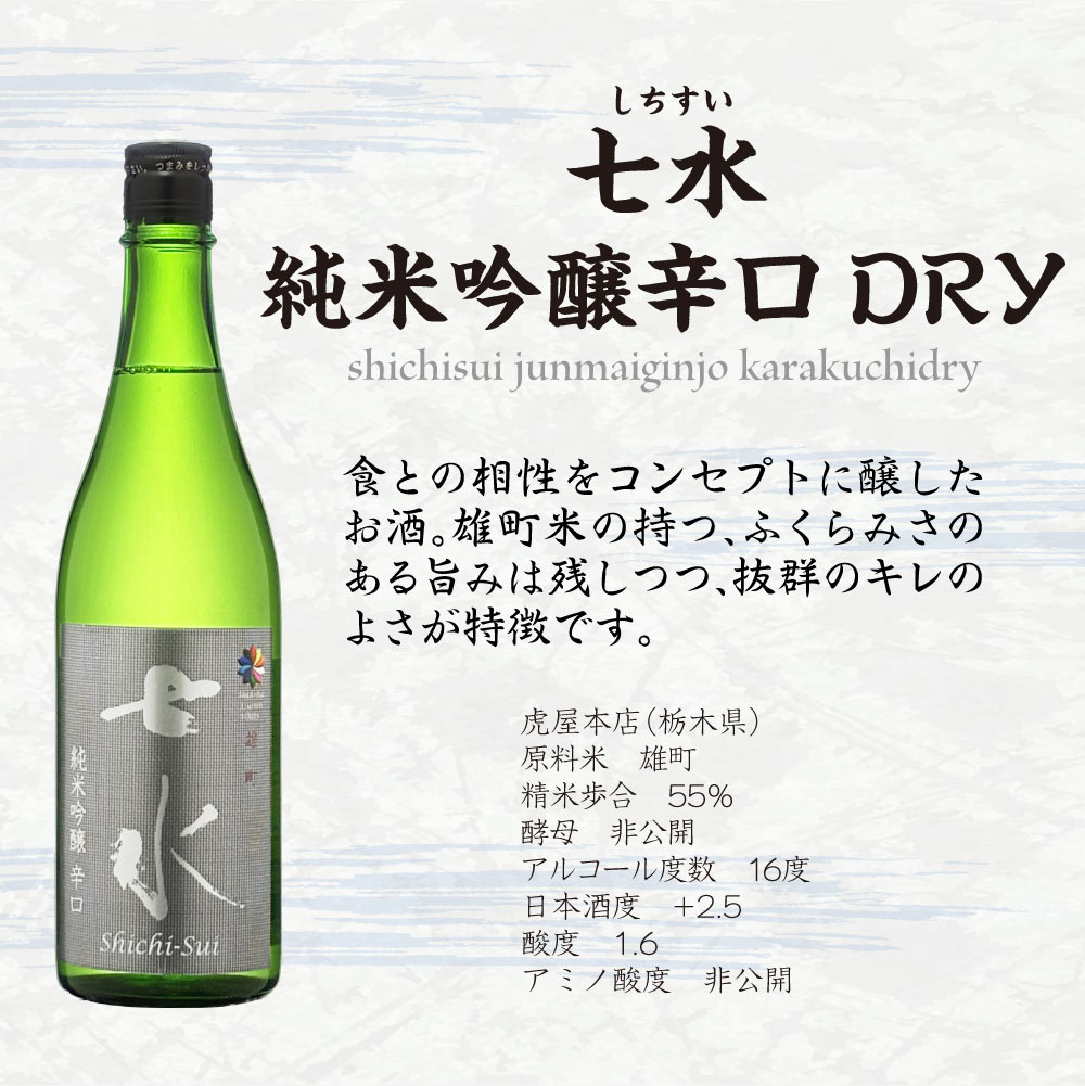 御中元ギフト【送料込】旨口ジューシー系 【 七水 】 飲み比べ 2本セット　純米吟醸　720ml×2本　 虎屋本店 栃木 地酒 辛口 スッキリ 純米酒