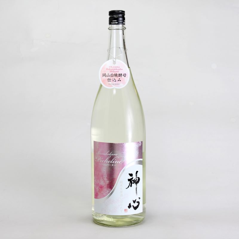 神心　純米原酒　白桃酵母仕込みしぼりたて　ペシュリーヌ　1800ml