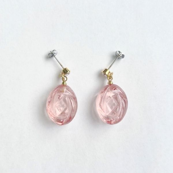 サクマドロップス　ピアス（クリアピンク）