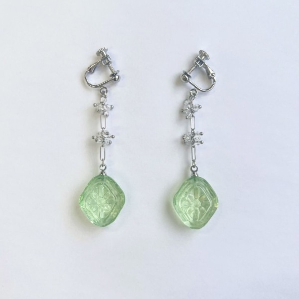 サクマドロップス　イヤリング（クリアグリーン）