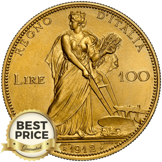 MS63】イタリア 100リレ金貨 豊穣の女神 1912年R ヴィットーリオ