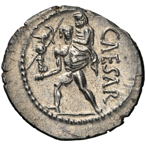 ChAU☆(スター)】古代ローマ デナリウス銀貨 紀元前48-46年 ジュリアス