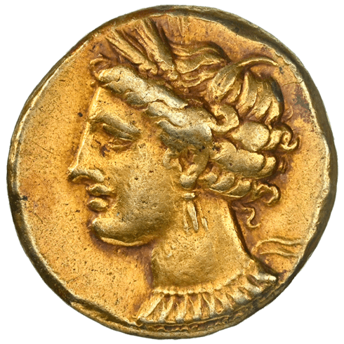 ChVF】カルタゴ エレクトラム・スターテル貨 紀元前320-270年頃 タニト