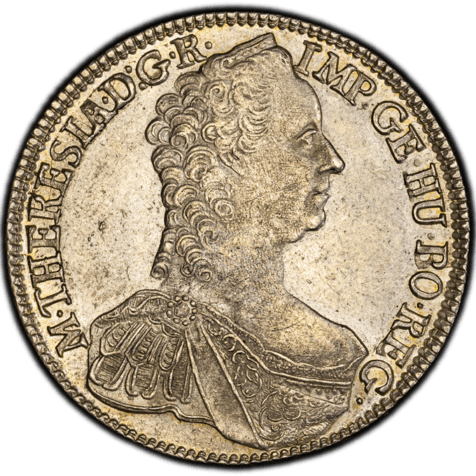 AU58】オーストリア 1ターラー銀貨 1765年 マリア・テレジア PCGS AU58