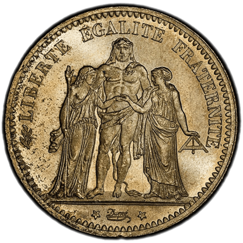 高鑑定 MS65+】フランス ヘラクレス5フラン銀貨 1874年 PCGS MS65+