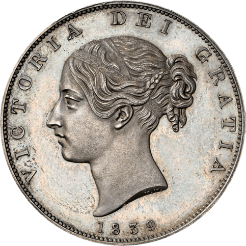 TOP POP! PR63】英国 ヴィクトリア 1/2クラウン銀貨 1839年 ヤング