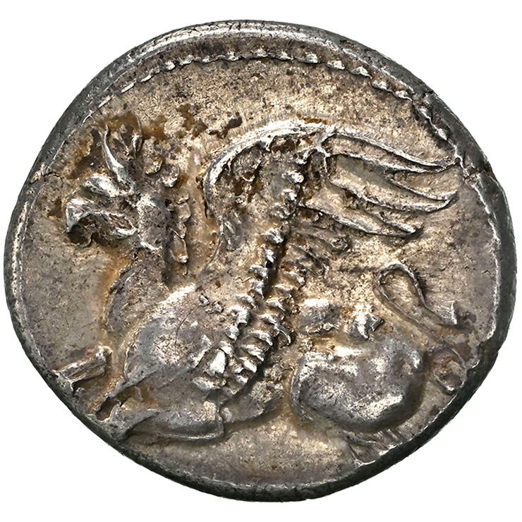 【古代ギリシャ】エウボイア島 ヒスティアイア テトロボル銀貨 BC3-2世紀 ChAU☆(スター) フルカウント】古代ギリシャ テトロボル銀貨 紀元前383