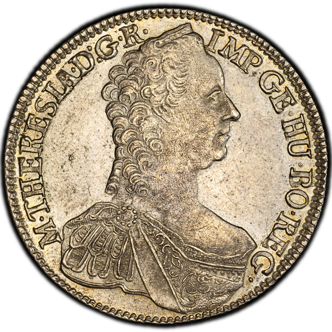 太陽の精霊マルシアス　初期　極美品　ワンオーナー品 AU58】オーストリア 1ターラー銀貨 1765年 マリア・テレジア PCGS AU58