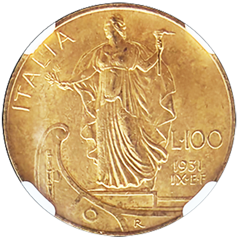 MS63】イタリア 100リレ金貨 1931年 船首上の女神 NGC MS63 | 金貨