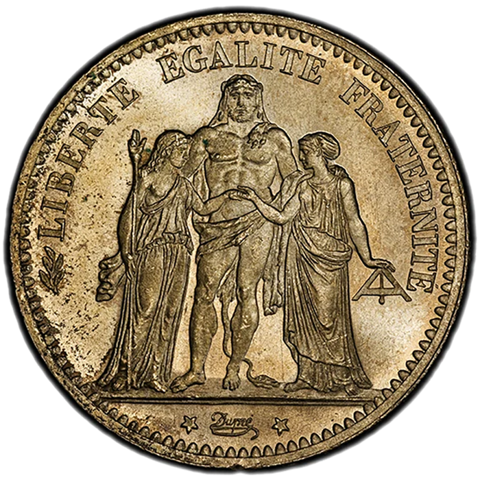 高鑑定 MS65+】フランス ヘラクレス5フラン銀貨 1874年 PCGS MS65+
