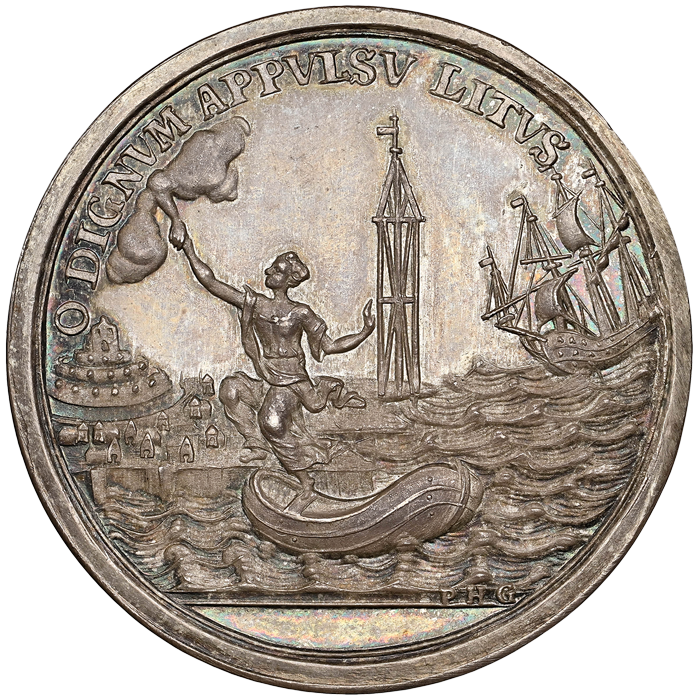MS65】ドイツ諸邦 ハンブルク 銀メダル 1754年 サラ・カタリーナ・ラン