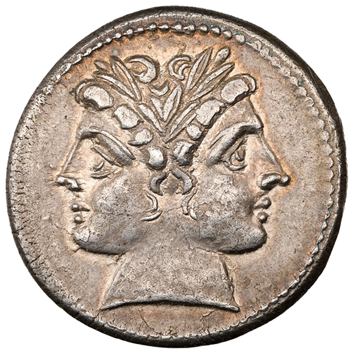 高鑑定 ChXF】古代ローマ共和政 紀元前225-214年 クアドリガトゥス銀貨