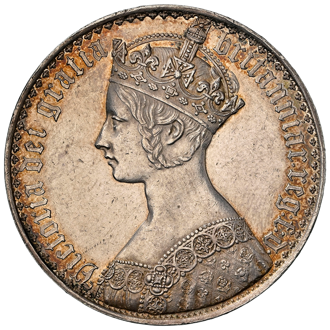 PR60】ゴチッククラウン銀貨 アンデシモ 1847年 英国 ヴィクトリア女王