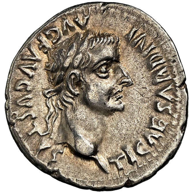 ChXF】バイブル・ペニー ローマ帝国 ティベリウス帝 デナリウス銀貨 36