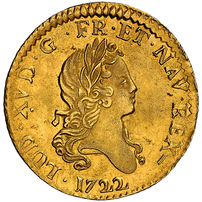 高鑑定 MS62】フランス ルイドール金貨 1722年 ルイ15世 リール造幣局
