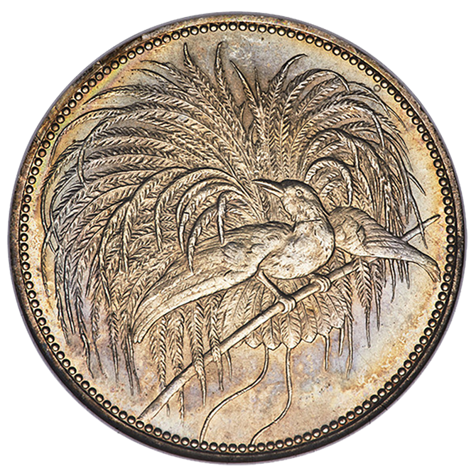 MS64】極楽鳥ドイツ領ニューギニア 5マルク銀貨 1894年-A(ベルリン鋳造