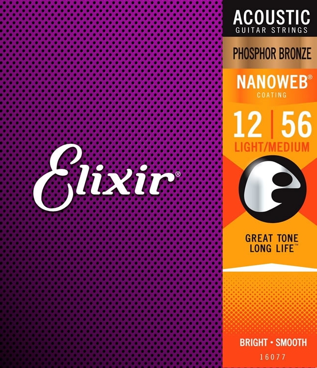 Elixir エリクサー アコースティックギター弦 ナノウェブ Light-Medium [.012-.056] #16077【フォスファーブロンズ弦】 【国内正規品】【ゆうパケット対応】