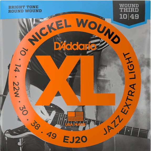 D'Addario ダダリオ エレキギター弦 Jazz Extra-Light EJ20 【ニッケル daddario エレキ弦 EJ-20】【ゆうパケット対応】