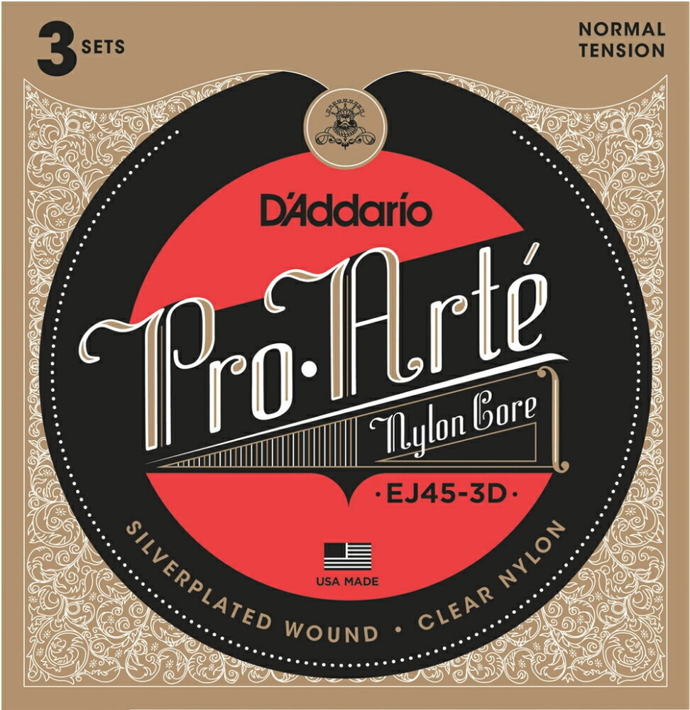 D'Addario ダダリオ クラシックギター弦 EJ45-3D Silver/Clear/Normal [EJ-45-3D daddario]【ゆうパケット対応】
